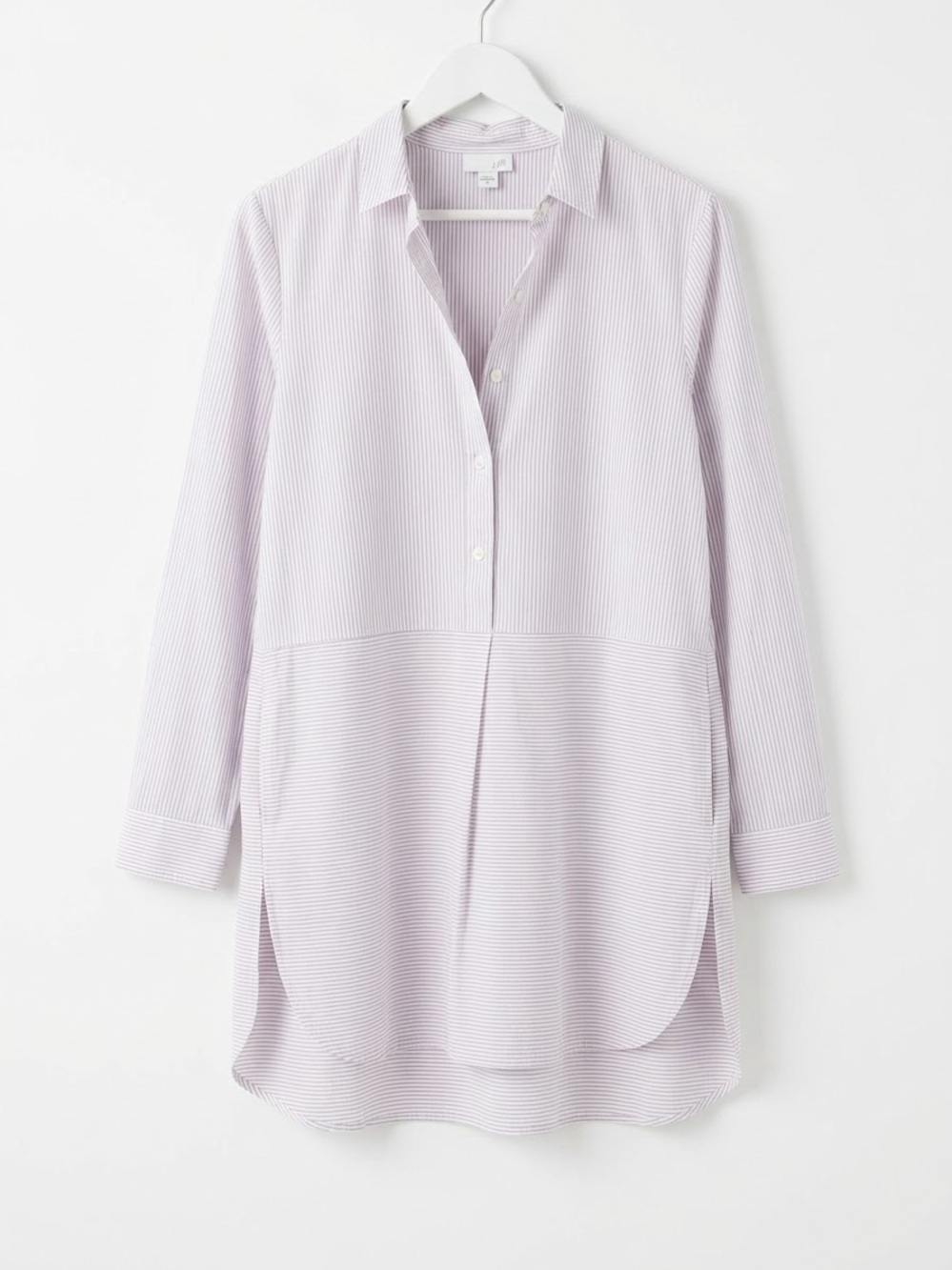 ⁠J. Jill Purple Lavender Pinstripe Cotton Tunic Shirt Button Down Medium M⁠